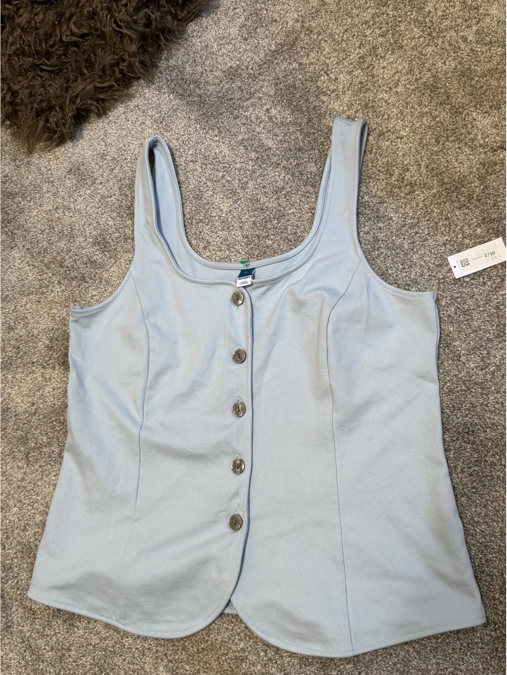Old Navy Light Blue Button-Up Tank Top, Size Large